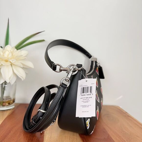 NWT Coach Teri Shoulder Bag and Zip Card Case With‎ Heart Bolt Print - Picture 3 of 11